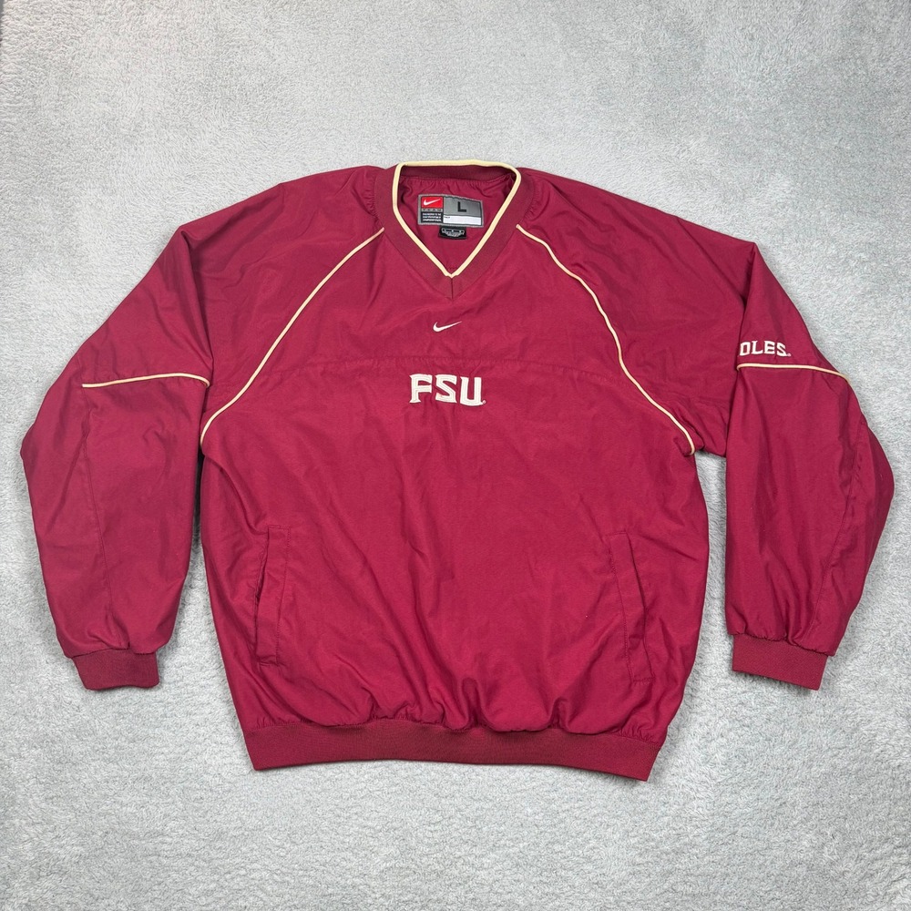Vintage Nike Team FSU Seminoles Windbreaker Pullover Jacket Mens L Garnet Red